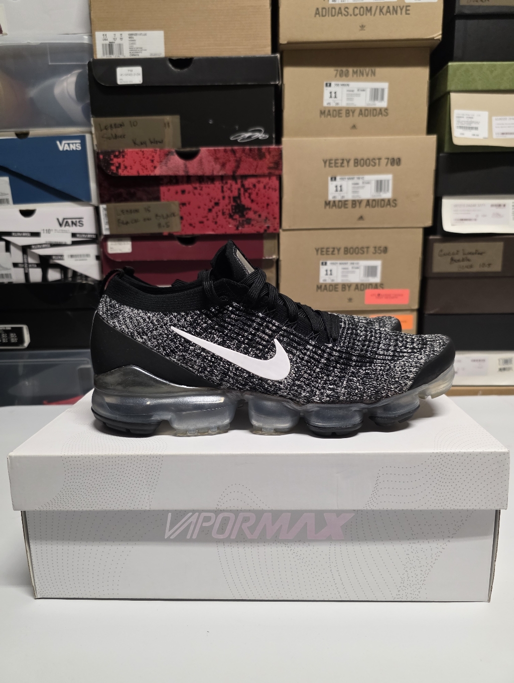 Nike Air Vapormax Flyknit 3 Black White Metallic Silver Aj6900-002 'Oreo'